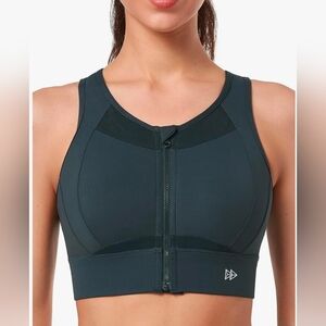 Yvette High Impact Sports Bras for Women Large Bust Zip Front Closure Sports Bra